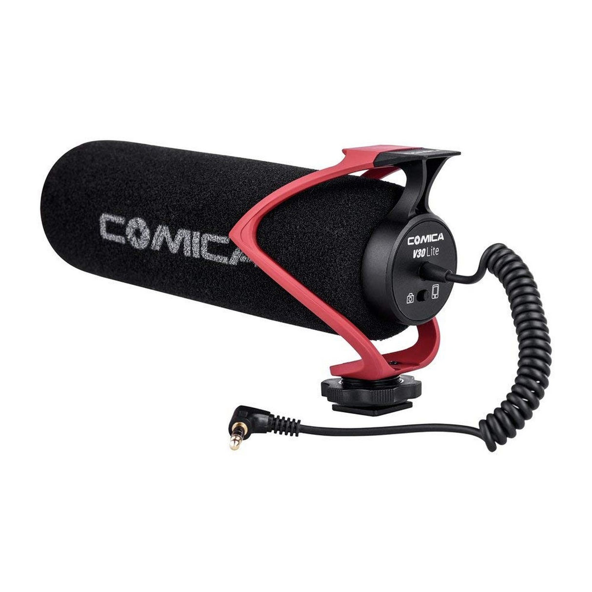 Comica CVM-V30-LITE-R Directional On-Camera Shotgun Microphone, Red