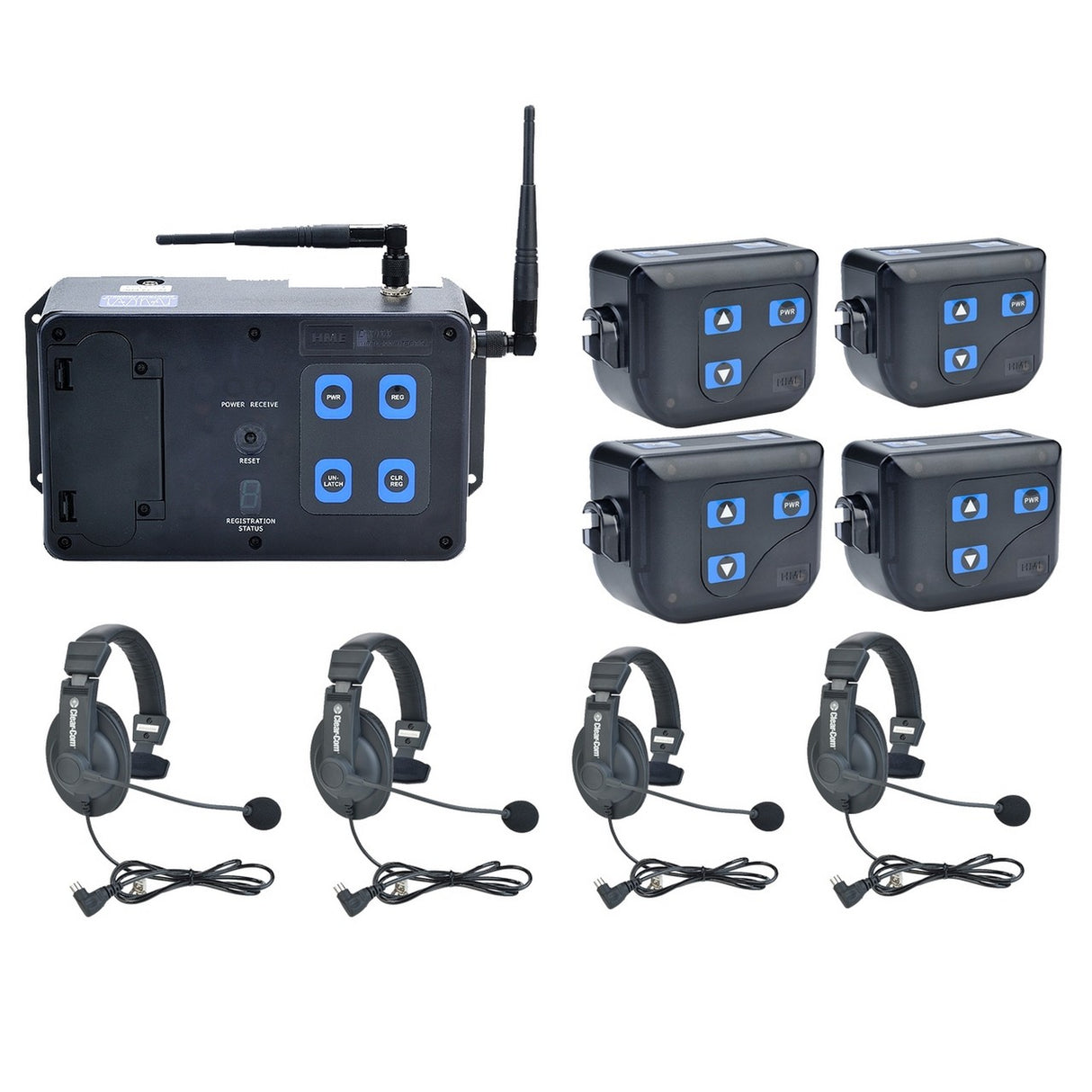 Clear-Com CZ11433 4 Up DX100 System with CC-15 Headsets