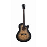 Washburn DFBACEB Deep Forest Burl Grand Auditorium Acoustic Guitar, Black Fade