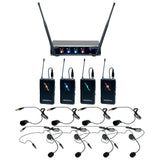 VocoPro Digital-QUAD-B1 4-Channel UHF Digital Wireless Headset and Lapel Microphone System, Frequency B1