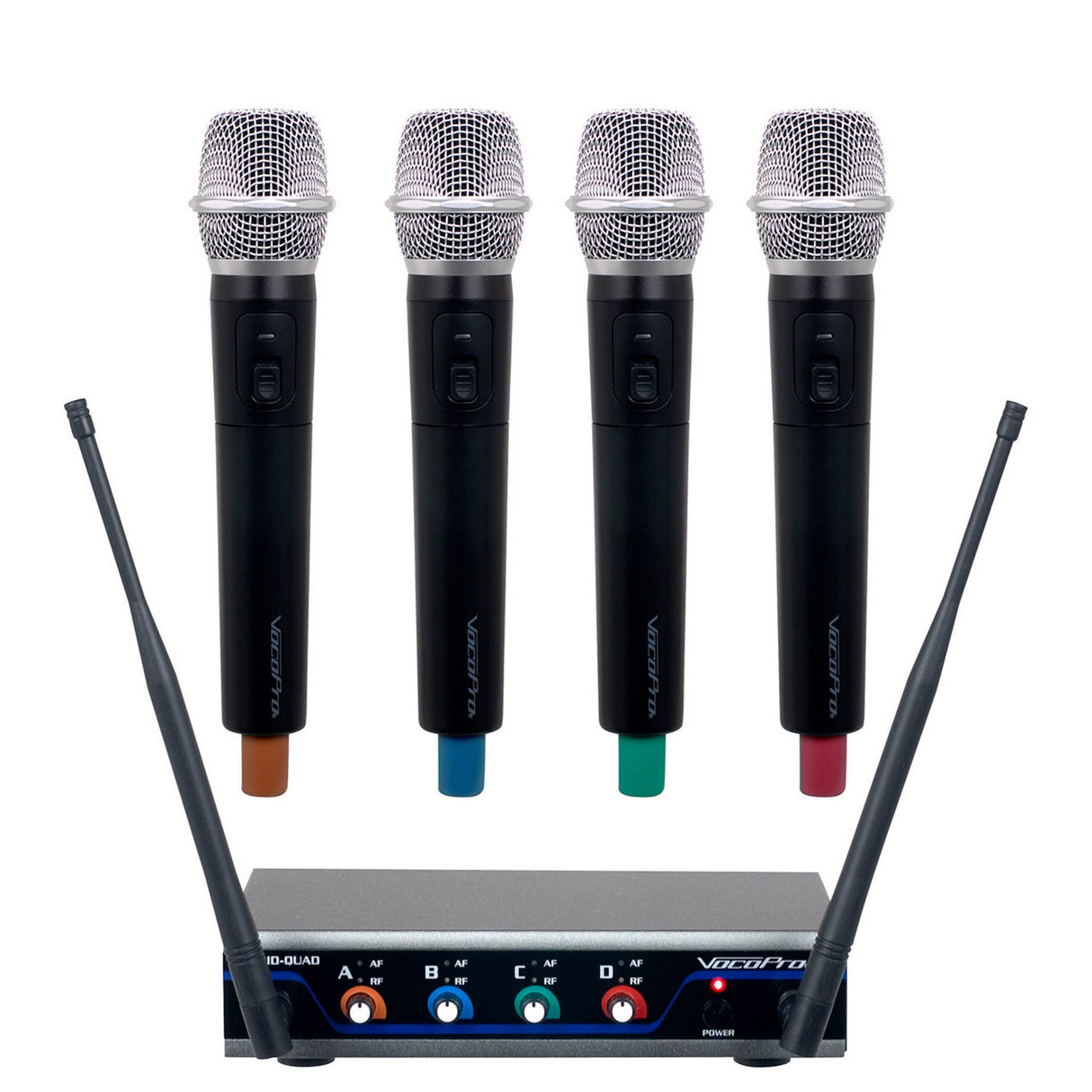 VocoPro Digital-QUAD-H4 4-Channel UHF Wireless Handheld Microphone System, Frequency H4