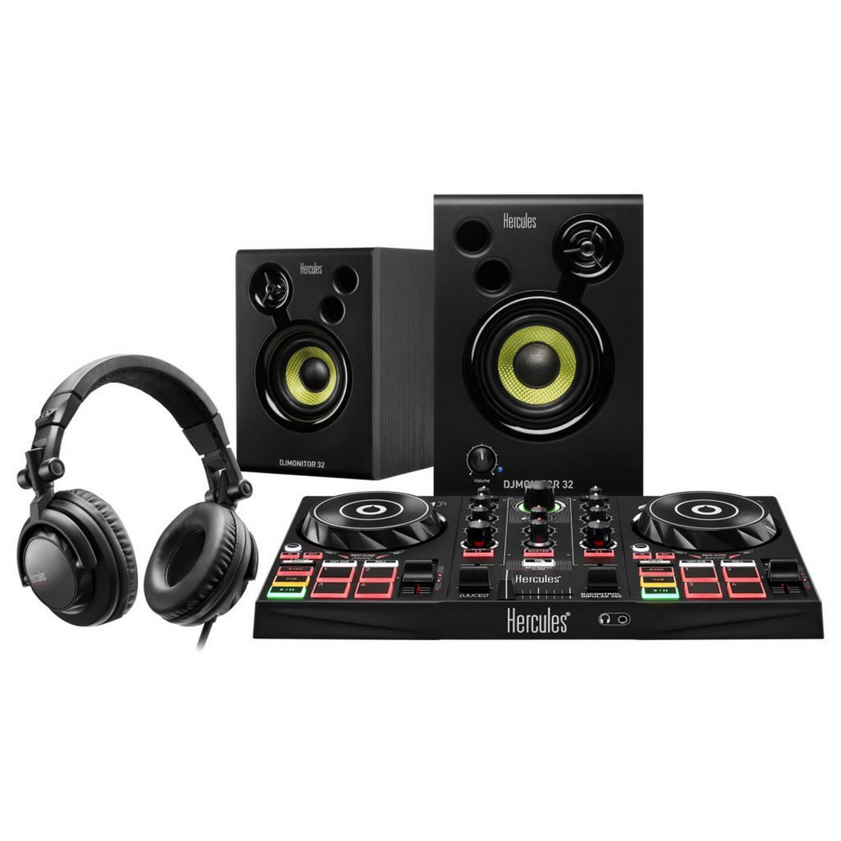 Hercules DJLearning Kit All-In-One DJ Kit with Controller, Headphone, Speakers and Software