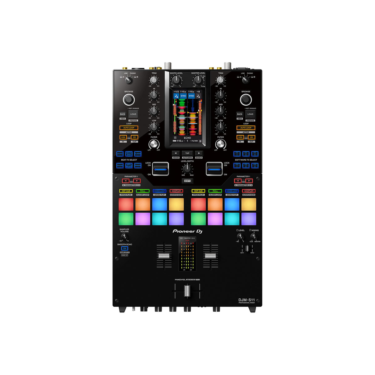 Pioneer DJ DJM-S11 Professional Scratch Style 2-Channel DJ Mixer, Black