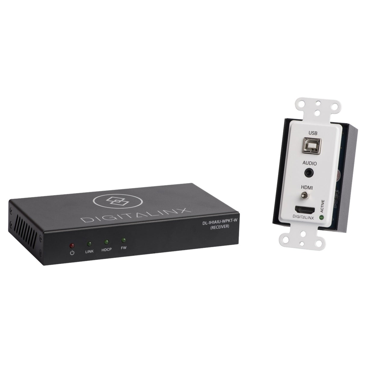 DigitaLinx DL-1H1A1U-WPKT-W 4K 10.2G HDMI and USB 2.0 Wall Plate Extender Set