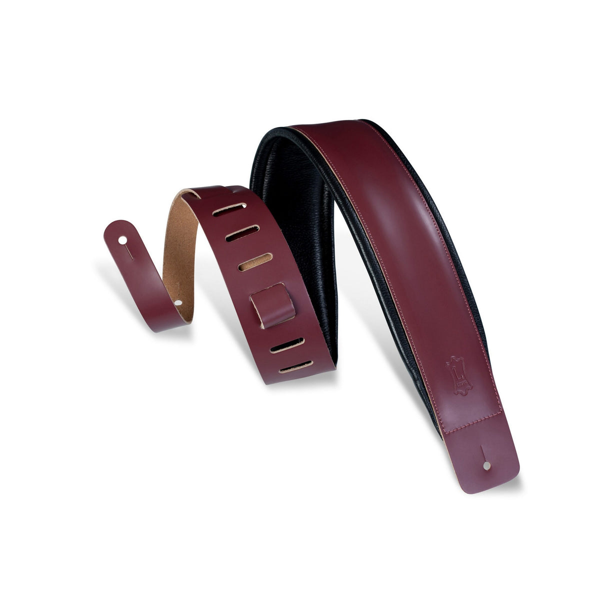 Levy's 3-Inch Wide Burgundy Genuine Leather Guitar Strap, Burgundy