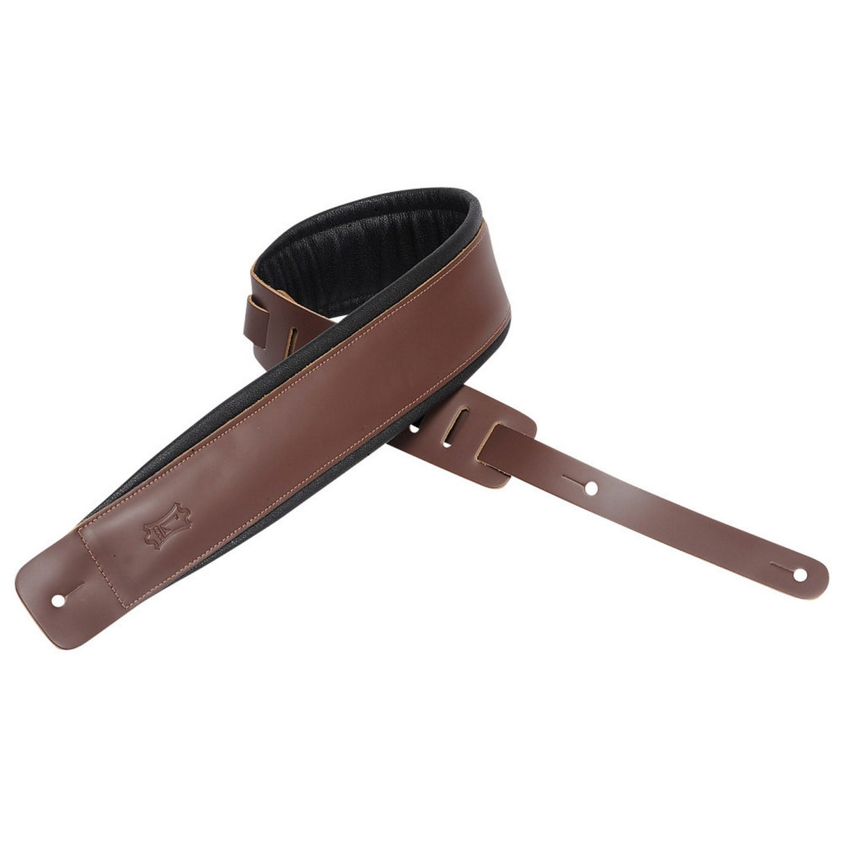 Levy's 3-Inch Wide Brown Genuine Leather Guitar Strap, Brown