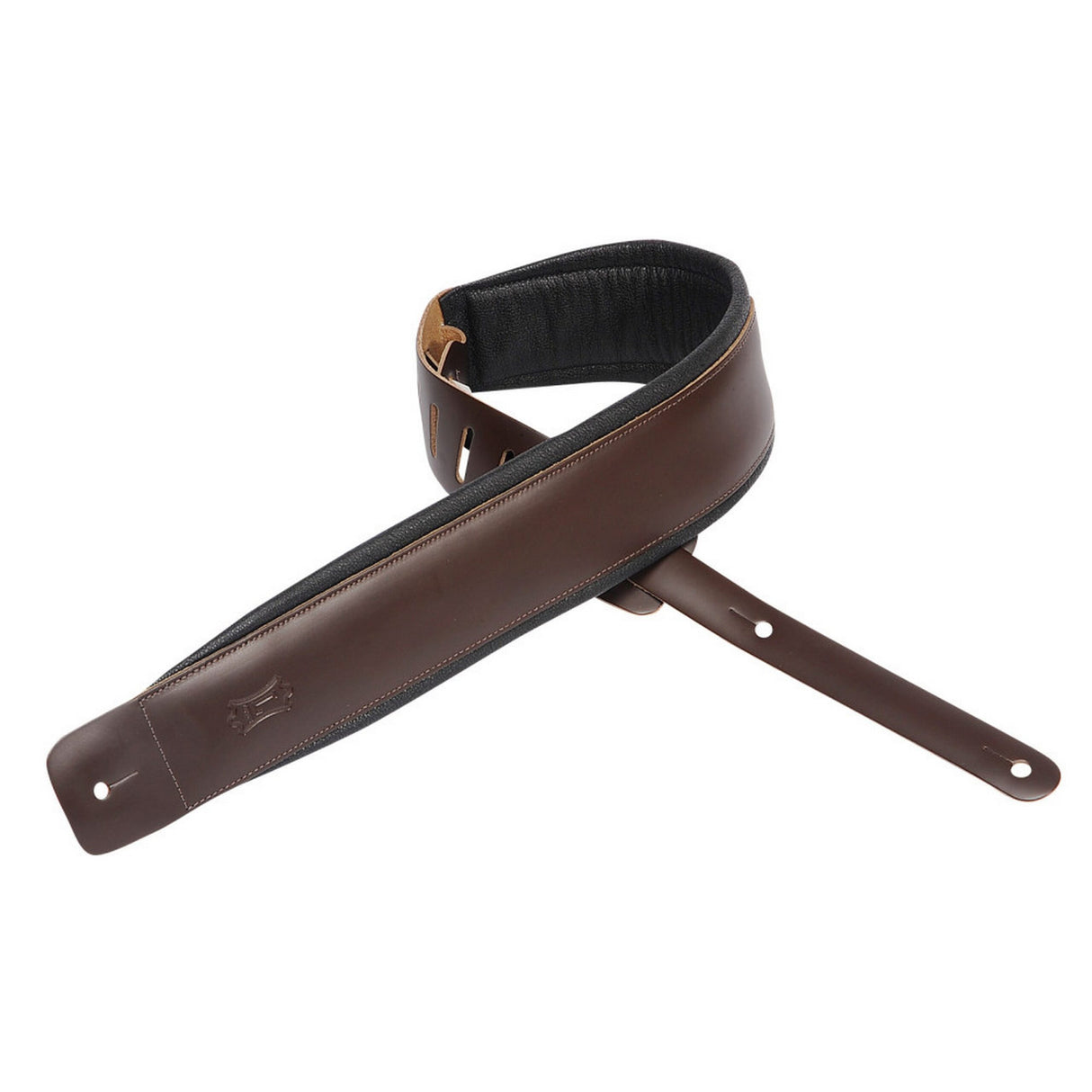 Levy's 3-Inch Wide Dark Brown Genuine Leather Guitar Strap, Dark Brown