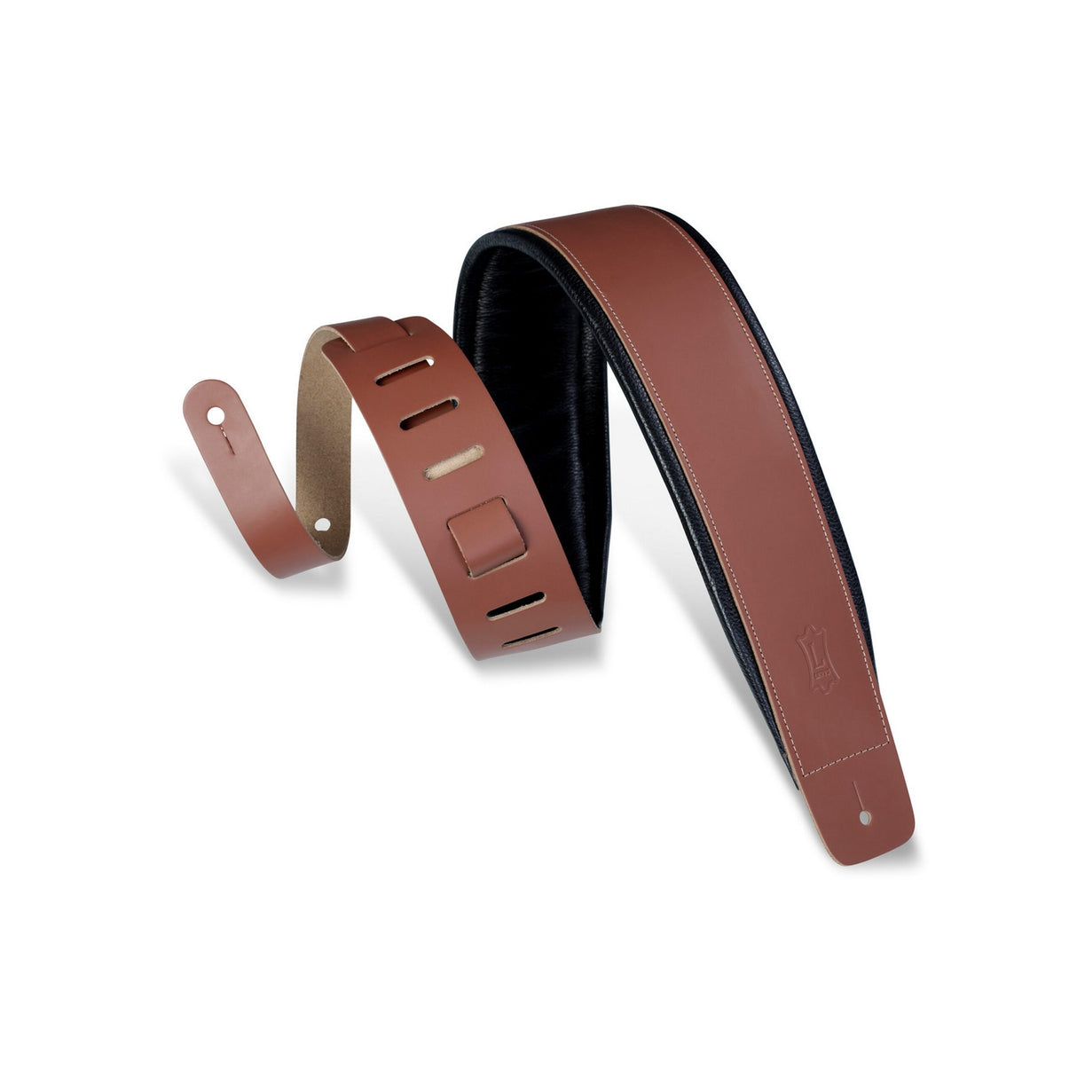 Levy's 3-Inch Wide Walnut Genuine Leather Guitar Strap, Walnut