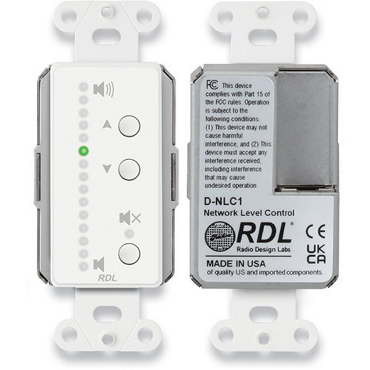 RDL D-NLC1 Dante Network Level Remote Control Wall Plate