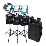 Dracast DRDP3LBNRK Plus LED1000 Bi-Color 3-Light Newsroom Kit with V-Mount and Gold Mount Battery Plates