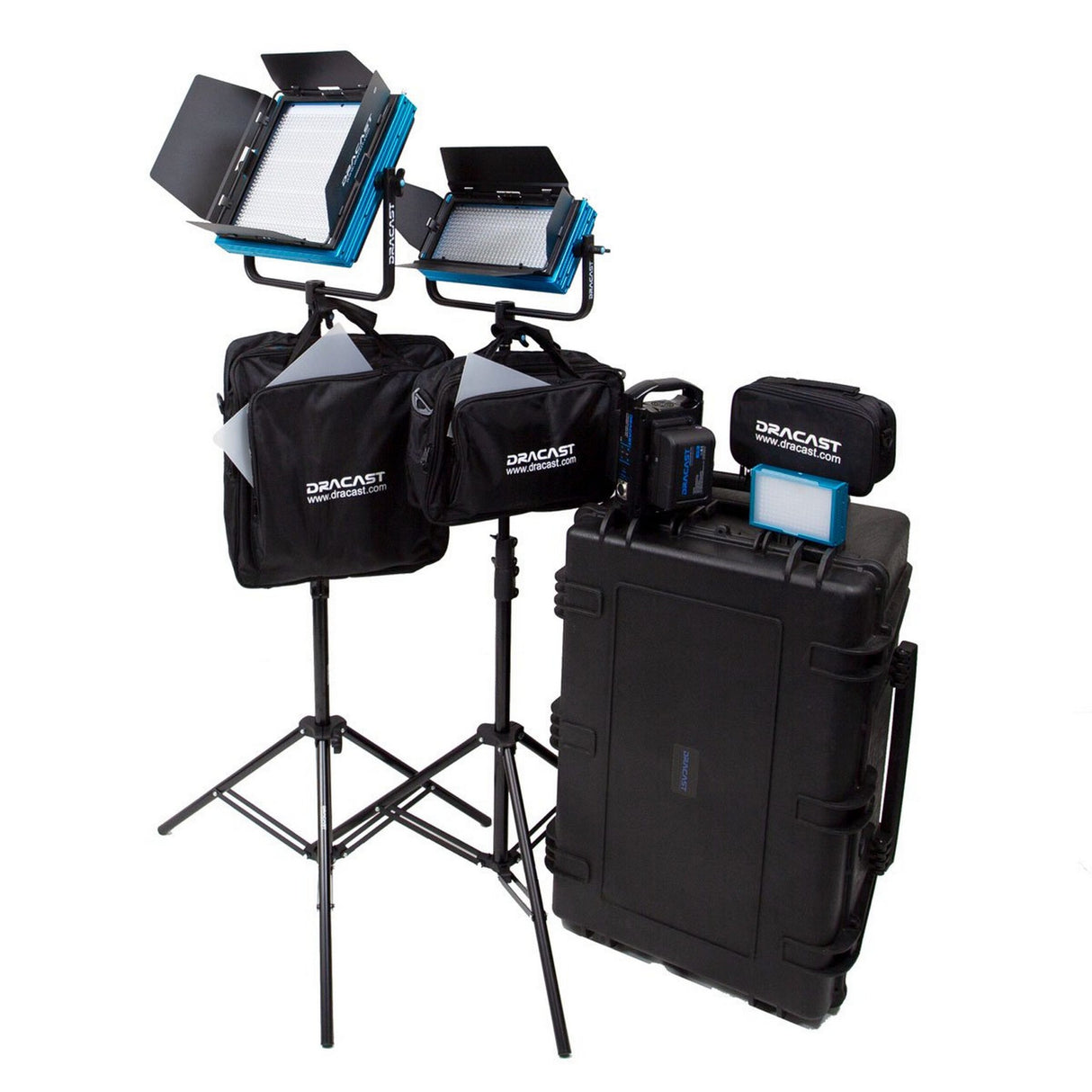 Dracast DRDP3LBPK Plus Series Bi-Color 3-Light Portrait Kit with V-Mount/Gold Mount Battery Plates