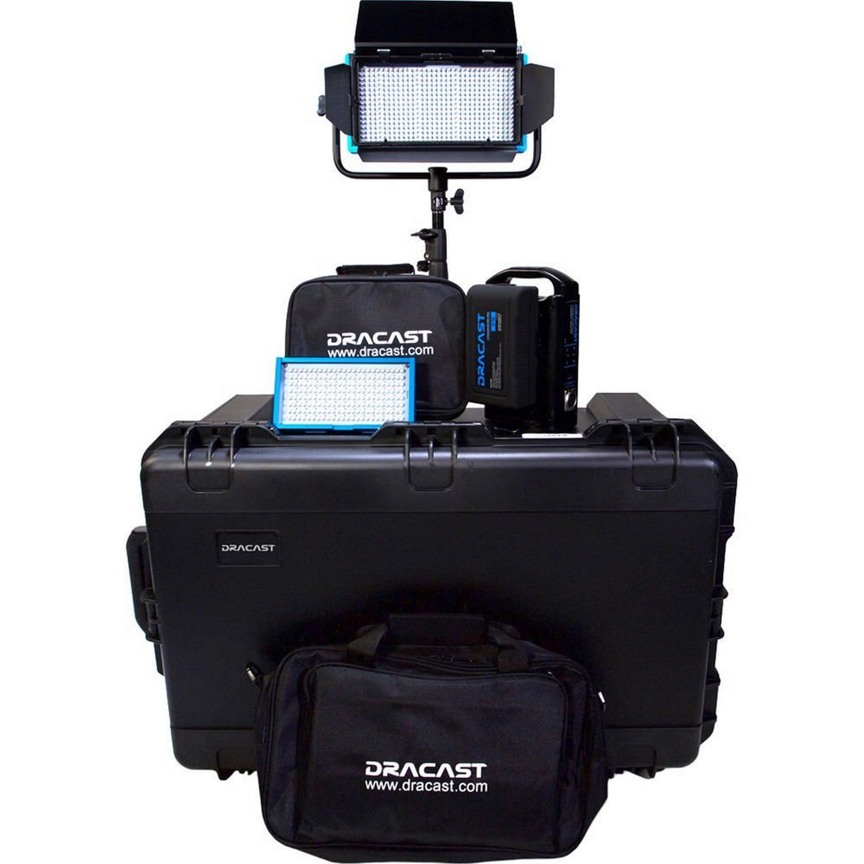 Dracast DRDP3LBWCK Plus Series Bi-Color 2-Light Webcast Kit with V-Mount/Gold Mount Battery Plates