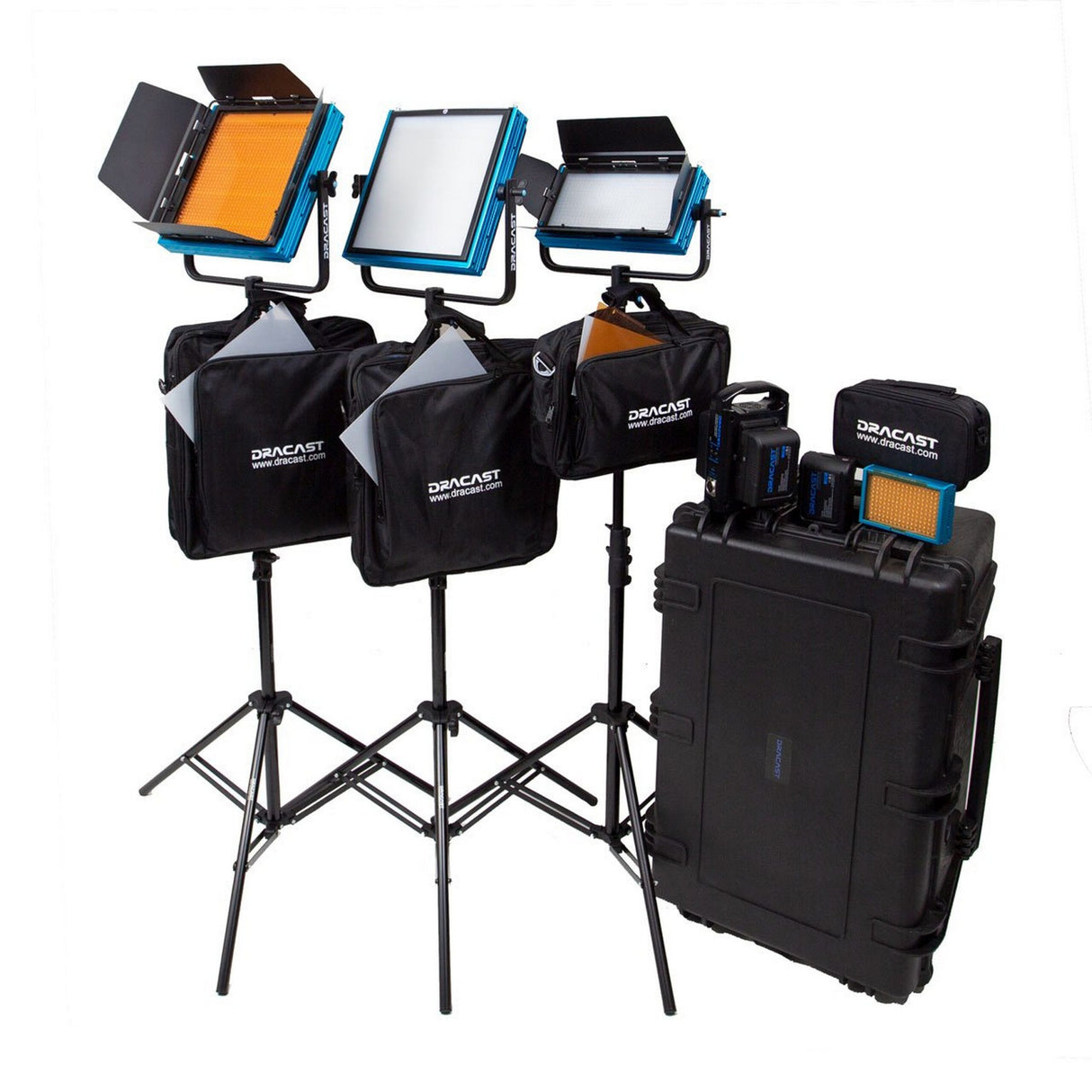 Dracast DRDRENGKDG Pro Series Daylight 4-Light ENG Kit with Gold Mount Battery Plates