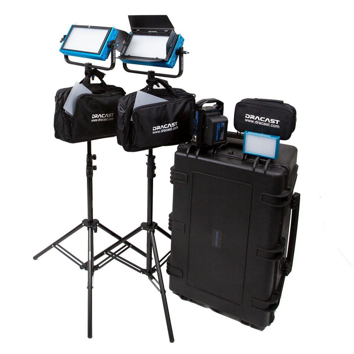 Dracast DRDRINTKBV Pro Series Bi-Color 3-Light Interview Kit with V-Mount Battery Plates