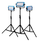 Dracast DRLK3X500BVQ LED500 Pro Series Bi-Color 3 Light Kit with V-Mount Battery Plates and Light Stands