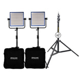 Dracast DRPL1000D2KSK LED1000 Plus Series Daylight 2 Light Kit with V-Mount and Gold Mount Battery Plates and Light Stands