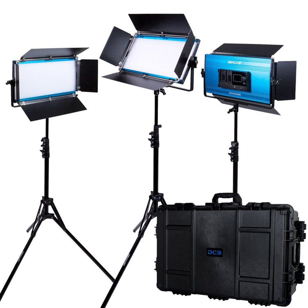 Dracast DRX31000BNH LED1000 X Series Bi-Color LED 3 Light Kit with Injection Molded Travel Case