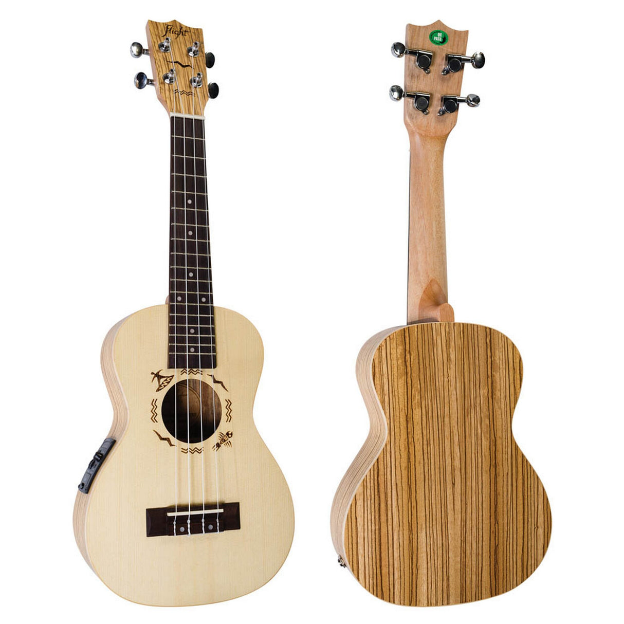 Flight DUC 525 EQ SP/ZEB Englemann Spruce and Zebrawood Electro-Acoustic Concert Ukulele