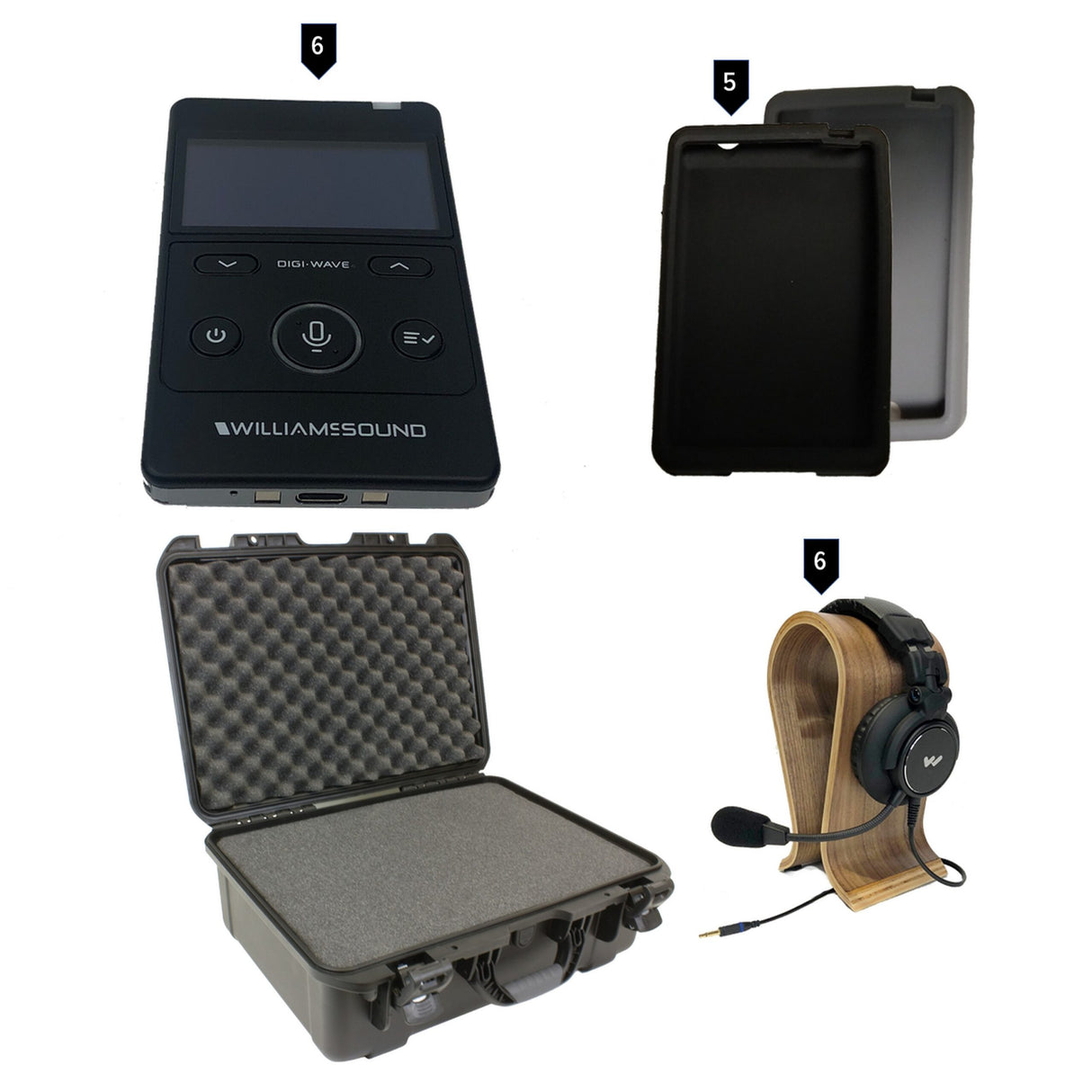 Williams AV DWS COM 6 PRO 400 Digi-Wave 400 Wireless Intercom System for up to 6 Participants