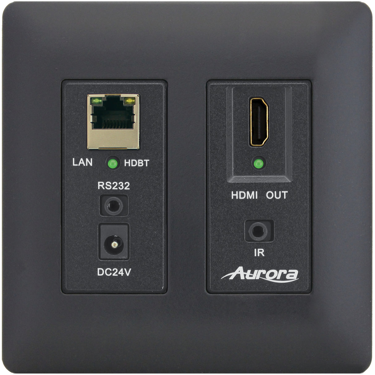 Aurora DXW-2E-RX2-B 4K UHD HDMI HDBaseT Wall Plate Receiver with Ethernet Black