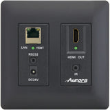 Aurora DXW-2E-RX2-B 4K UHD HDMI HDBaseT Wall Plate Receiver with Ethernet Black