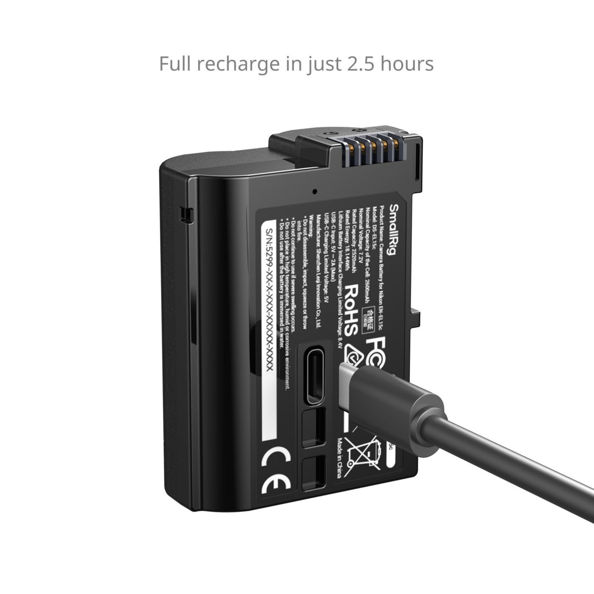 SmallRig 5299 USB-C Camera Battery with Power Display for Nikon EN-EL15c