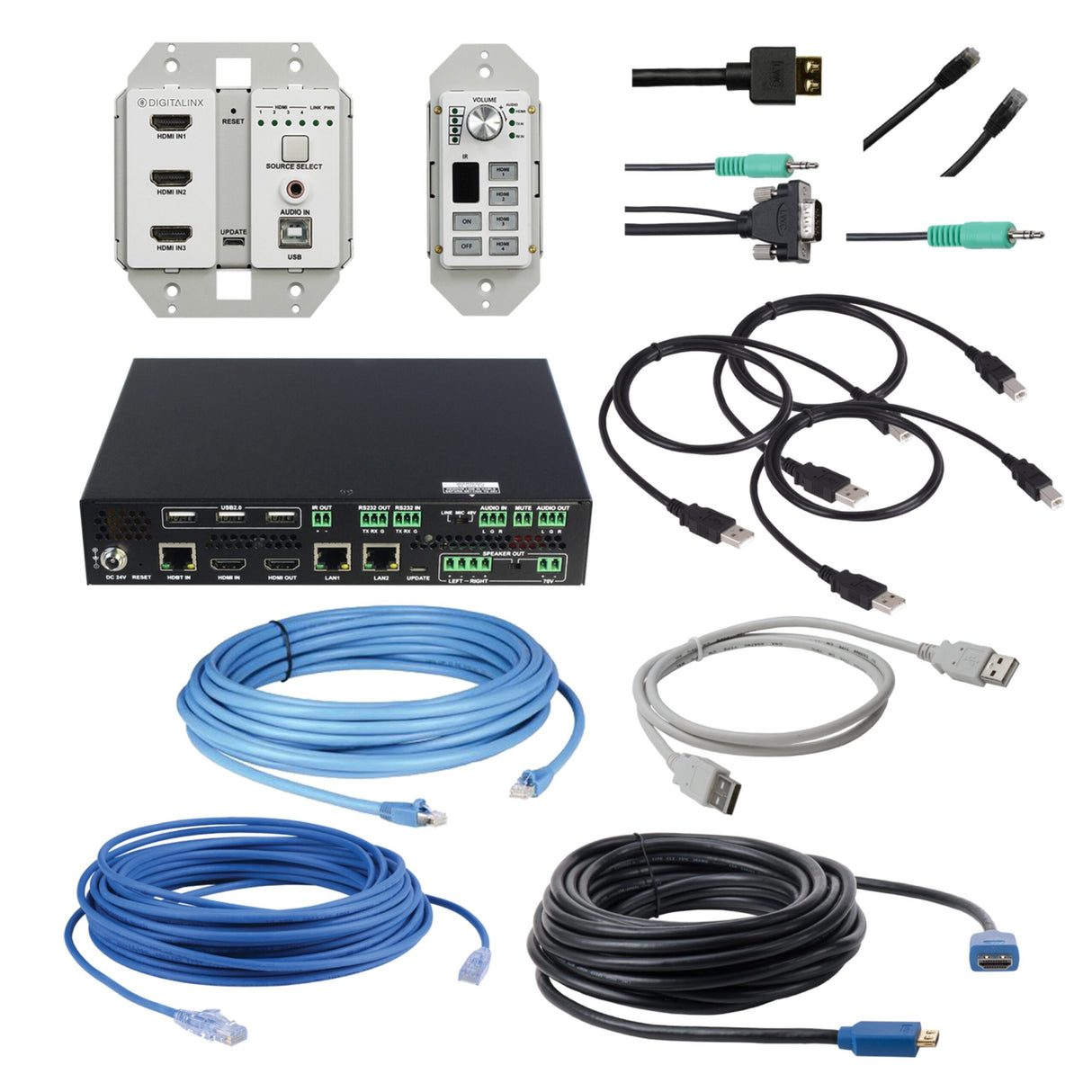 DigitaLinx EDU-4HUAC-4K-035 ARK Series 3 Piece HDMI 4x and USB Room Kit, 35 Foot