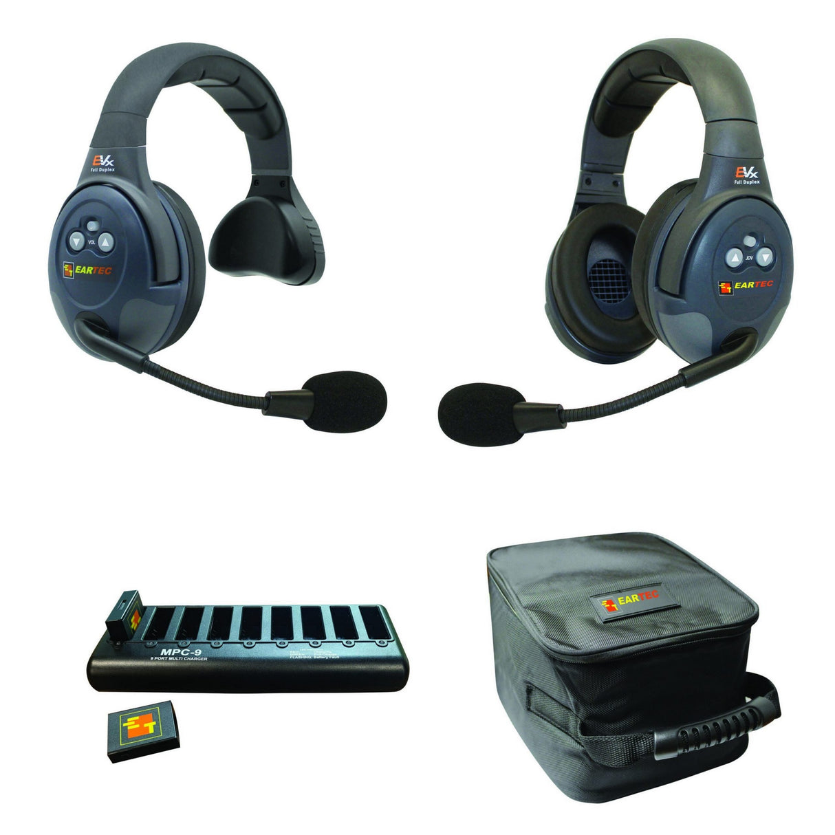 Eartec EVADE EVX2SD Full Duplex Wireless Intercom System with 1 Single 1 Dual Speaker Headset