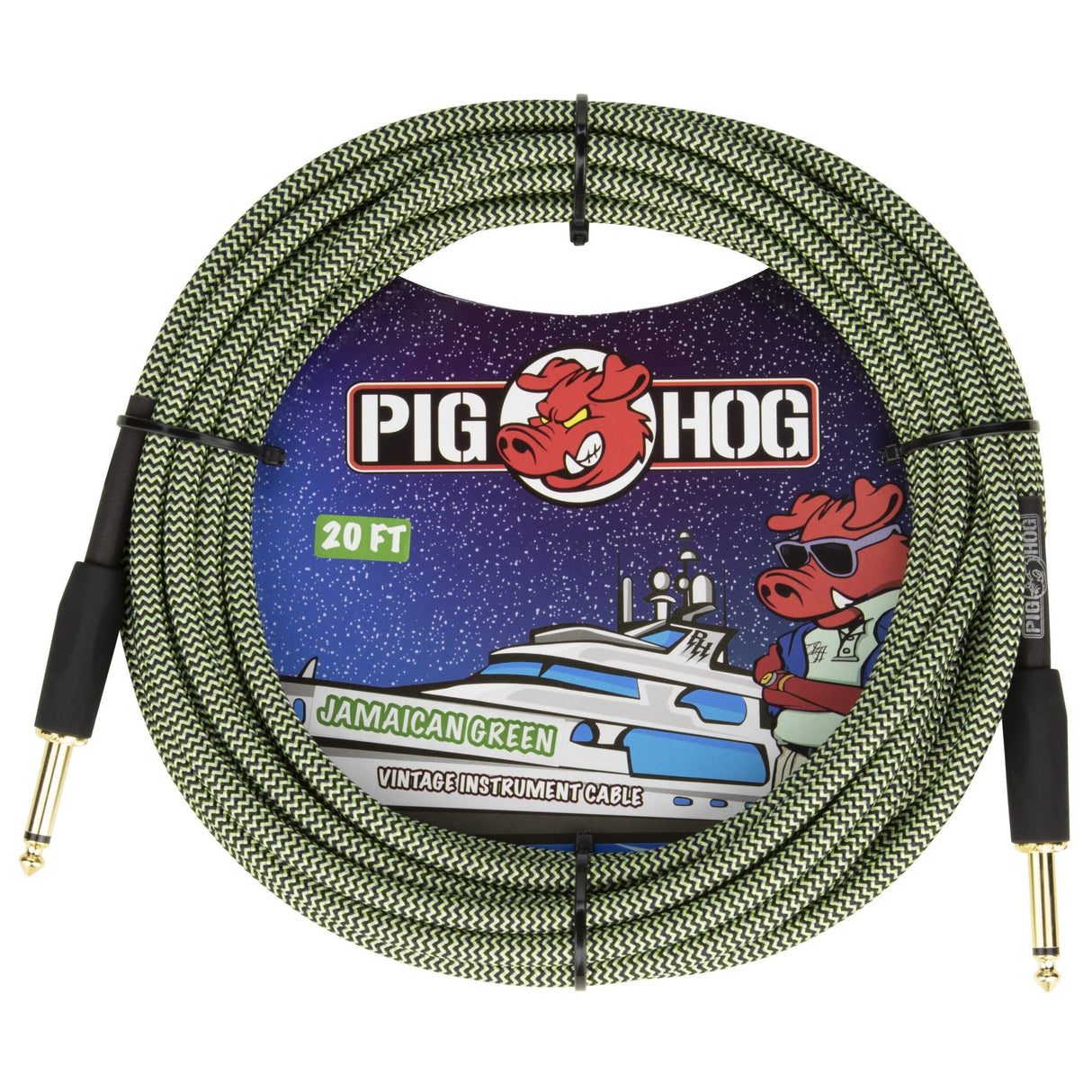 Pig Hog PCH20JGR Jamaican Green Instrument Cable, 20-Foot