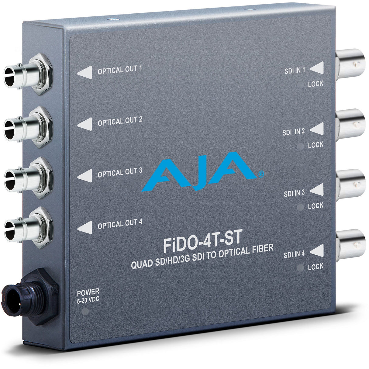 AJA Video FiDO-4T-ST 4K/UltraHD Quad-Channel 3G-SDI to ST Fiber Mini-Converter/Transmitter