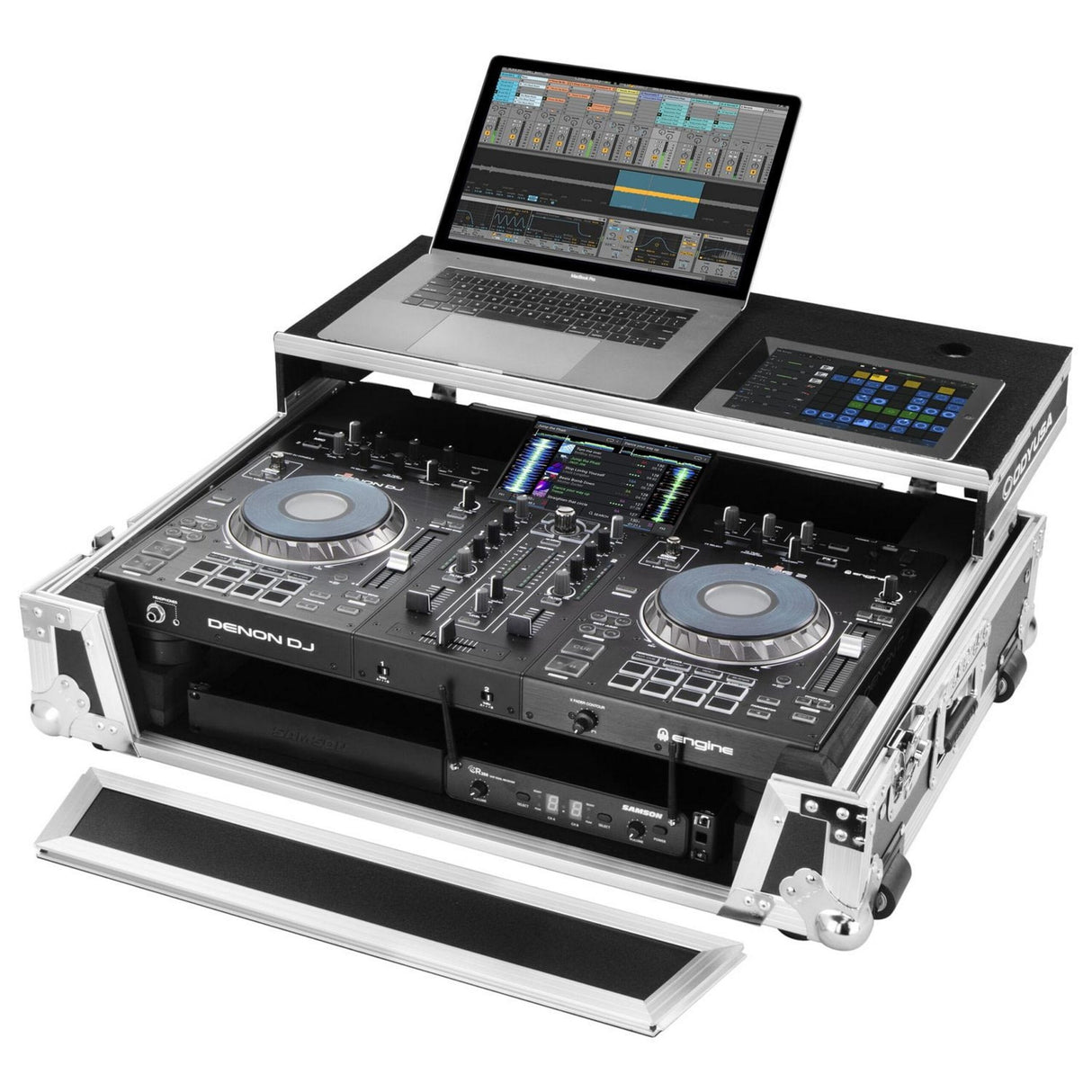 Odyssey FZGSPRIME2 DJ Controller Case for Denon Prime 2 with 1U Rack, Glide Style