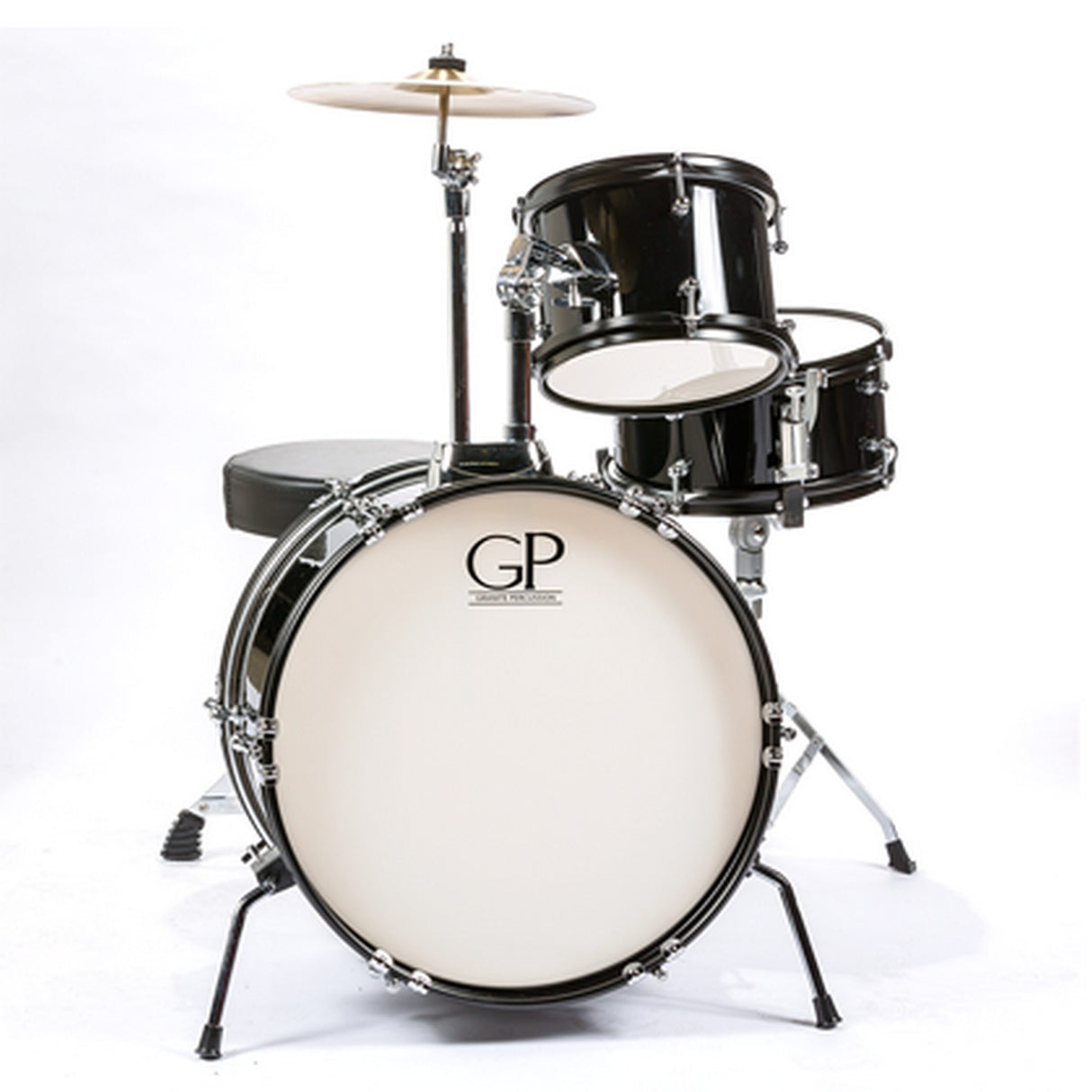 Granite Percussion GP-JR3BK 3-Piece Junior Studio Drum Kit, Black