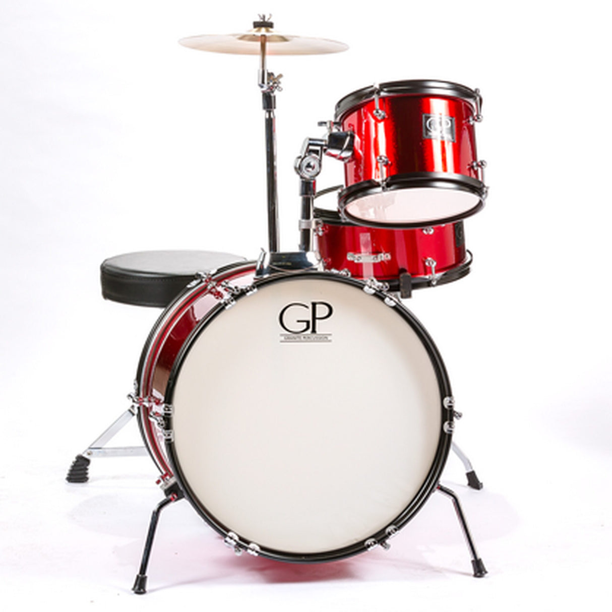 Granite Percussion GP-JR3MR 3-Piece Junior Studio Drum Kit, Metallic Red