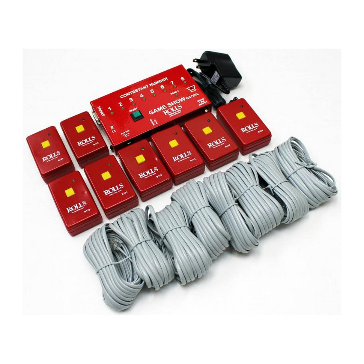 Rolls GS76RL | 8 Remotes Students Quiz Teaching Aid LED Indicator Audible Buzz Controller Set