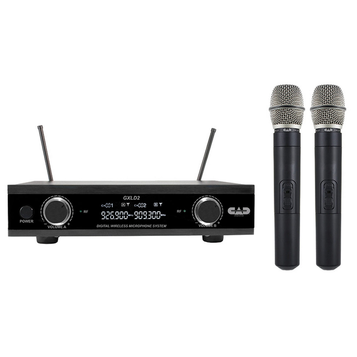 CAD Audio GXLD2HH Dual Handheld Microphone Wireless System, AH 902.9/915.5MHz