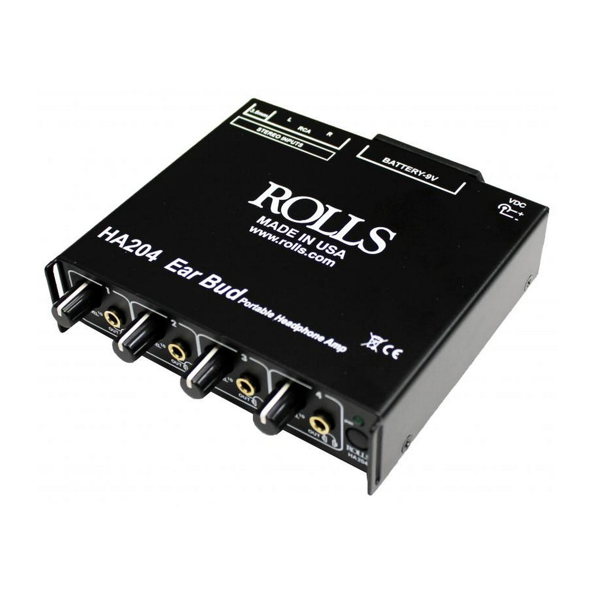 Rolls HA204p | Portable Four Channel Stereo 1/8 Dual RCA Battery Operated Full Frequency Response Headphone Amplifier