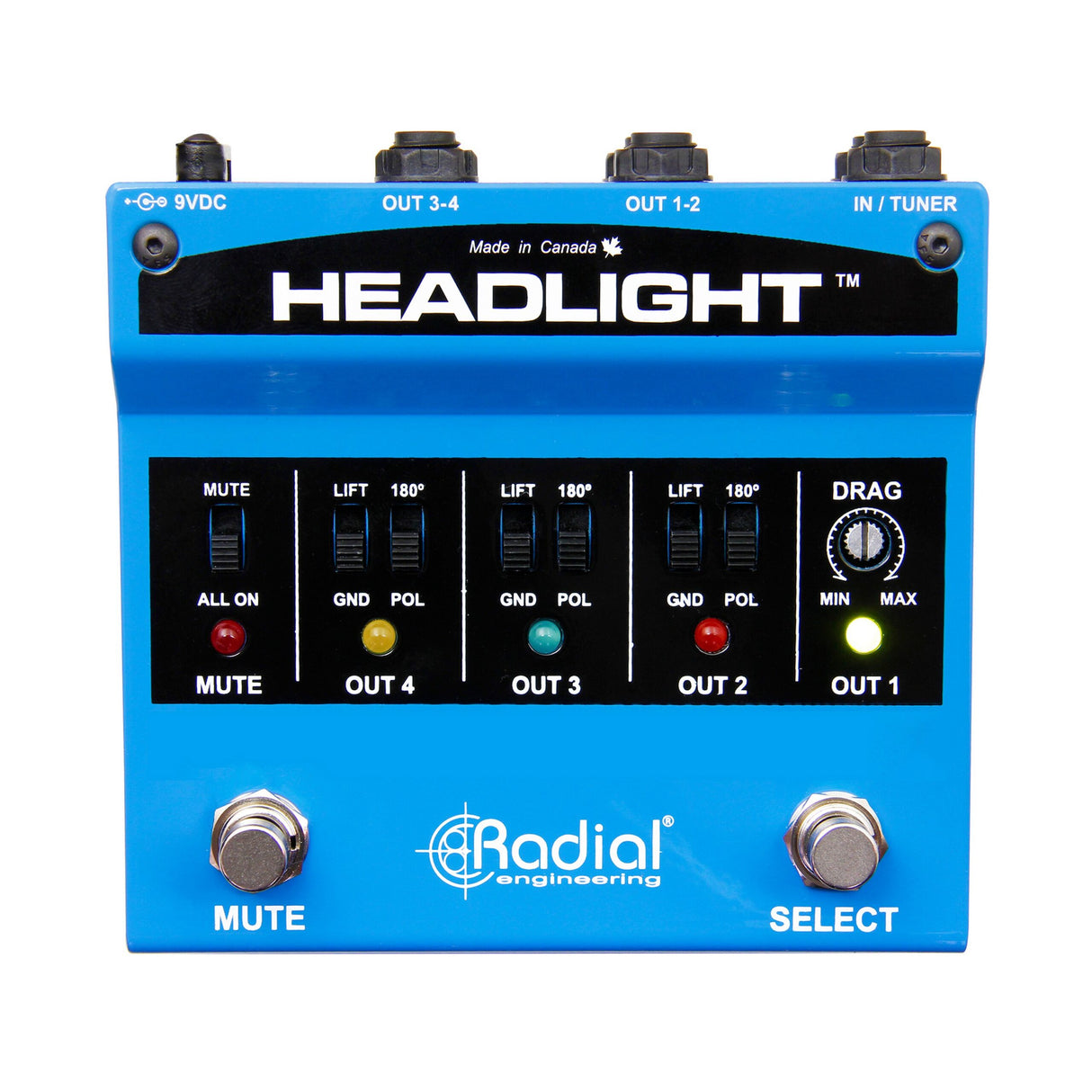 Radial Headlight Four Output Guitar Amp Selector
