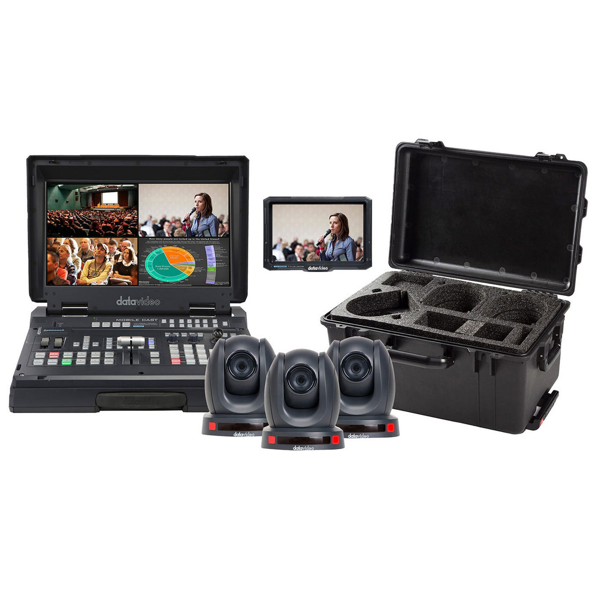 Datavideo HS-1600T-3C140TCM Portable Video Studio with Streaming/Recording and Carrying Case