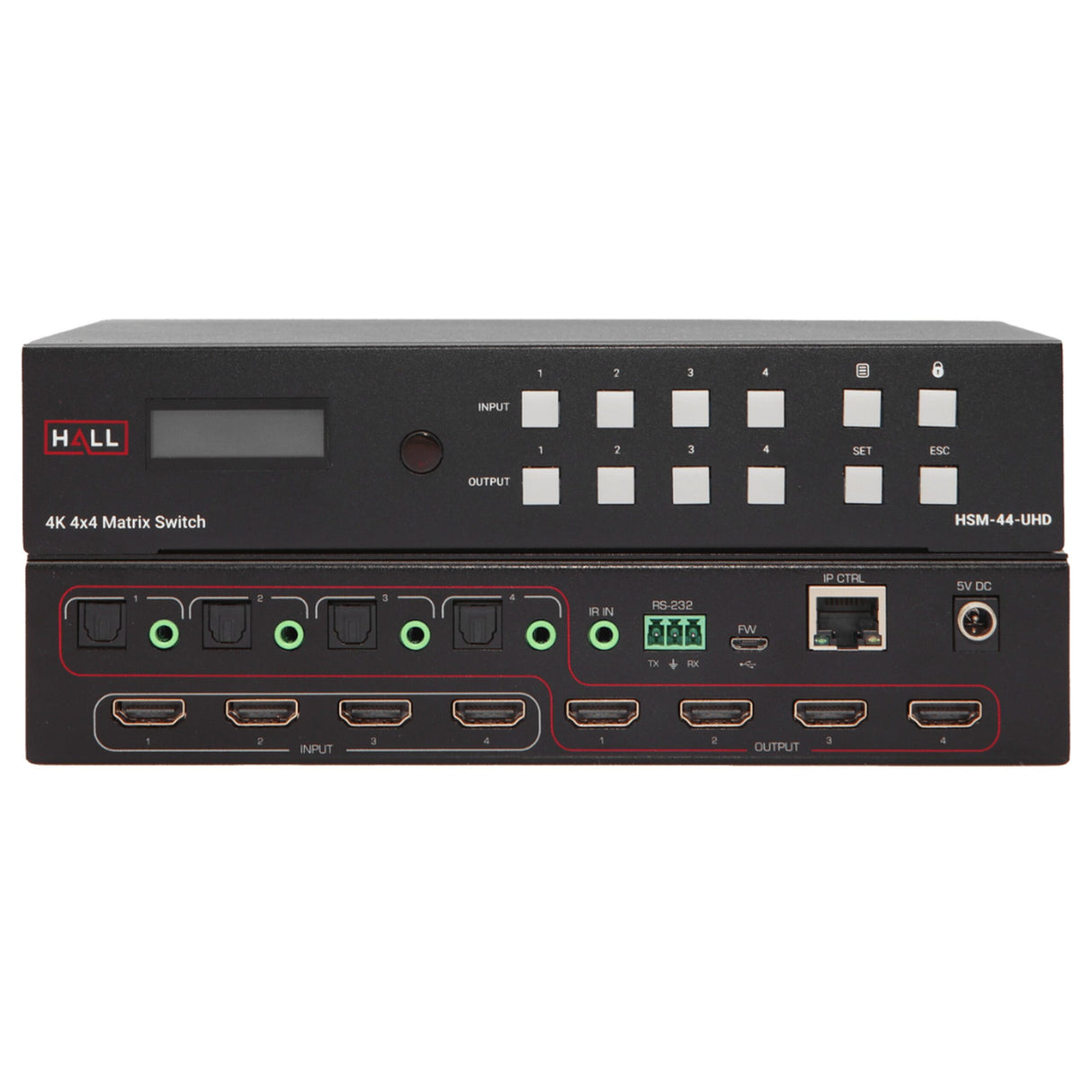 Hall Technologies HSM-44-UHD 4 x 4 Matrix Video Switcher