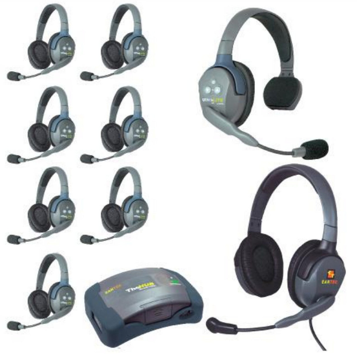 Eartec HUB917MXD UltraLITE and HUB 9 Person Headset System with 1 ULSR, 7 ULDR, 1 Max 4G Double