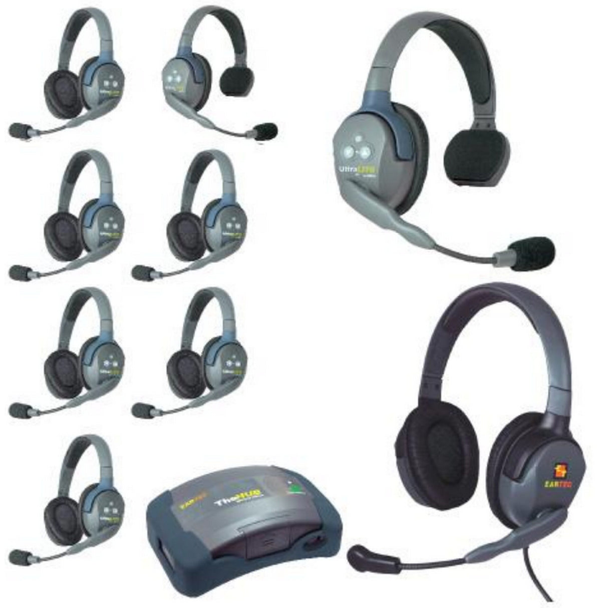 Eartec HUB926MXD UltraLITE and HUB 9 Person Headset System with 2 ULSR, 6 ULDR, 1 Max 4G Double