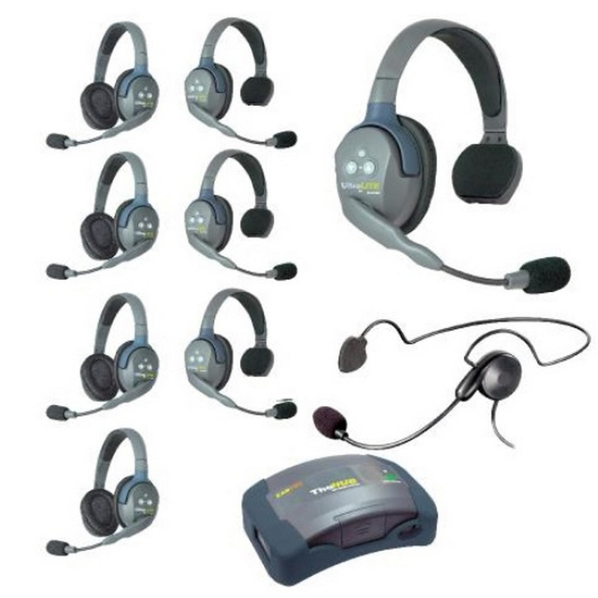 Eartec HUB944CYB 9-Person Wireless Intercom with 4 Single, 4 Dual Ear and 1 Plug-In Cyber Headset