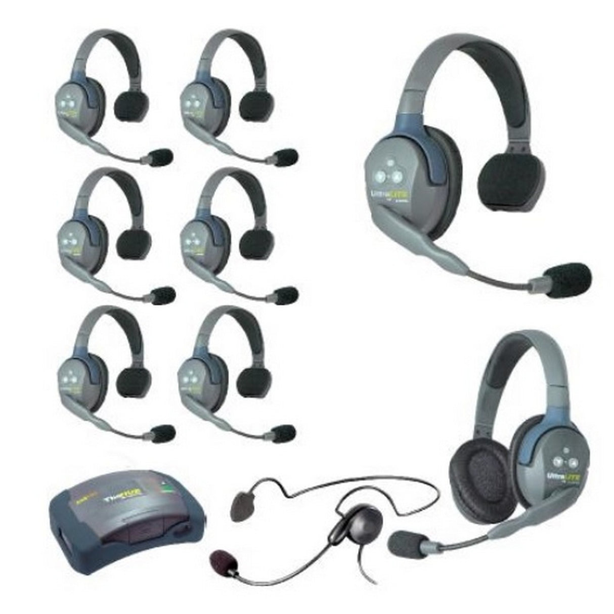 Eartec HUB971CYB 9-Person Wireless Intercom with 7 Single, 1 Dual Ear and 1 Plug-In Cyber Headset