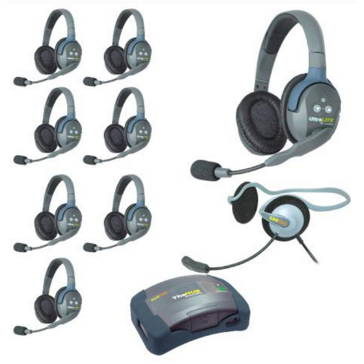 Eartec HUB9DMON UltraLITE and HUB 9 Person Headset System with 8 ULDR, 1 Monarch Headset