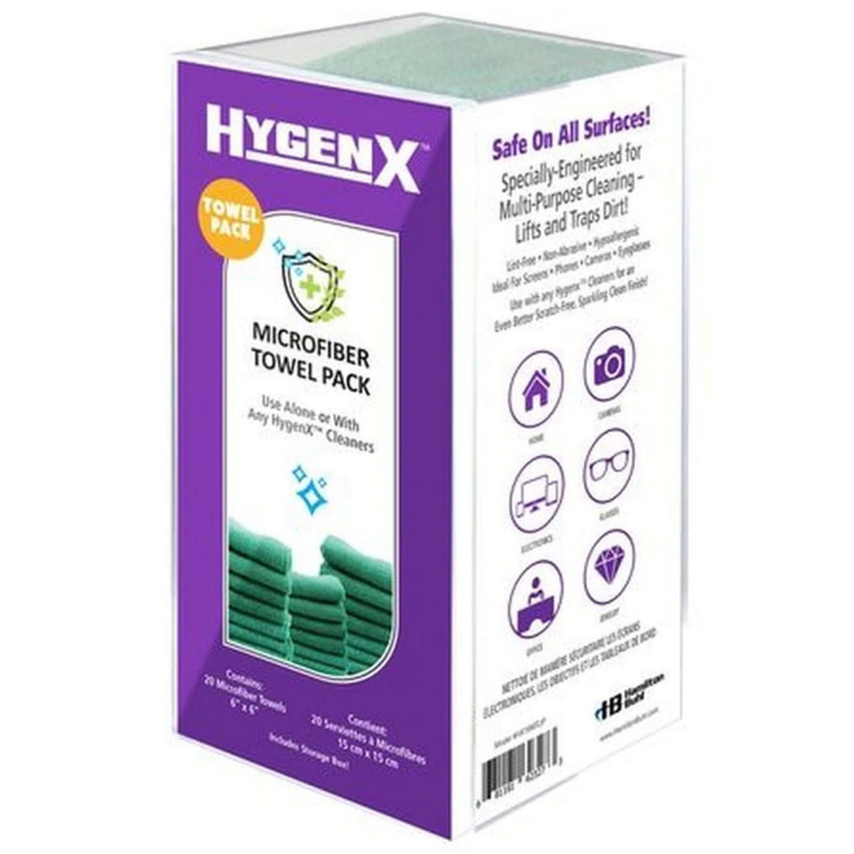 HamiltonBuhl HX19MTJP HygenX Microfiber Towel Pack