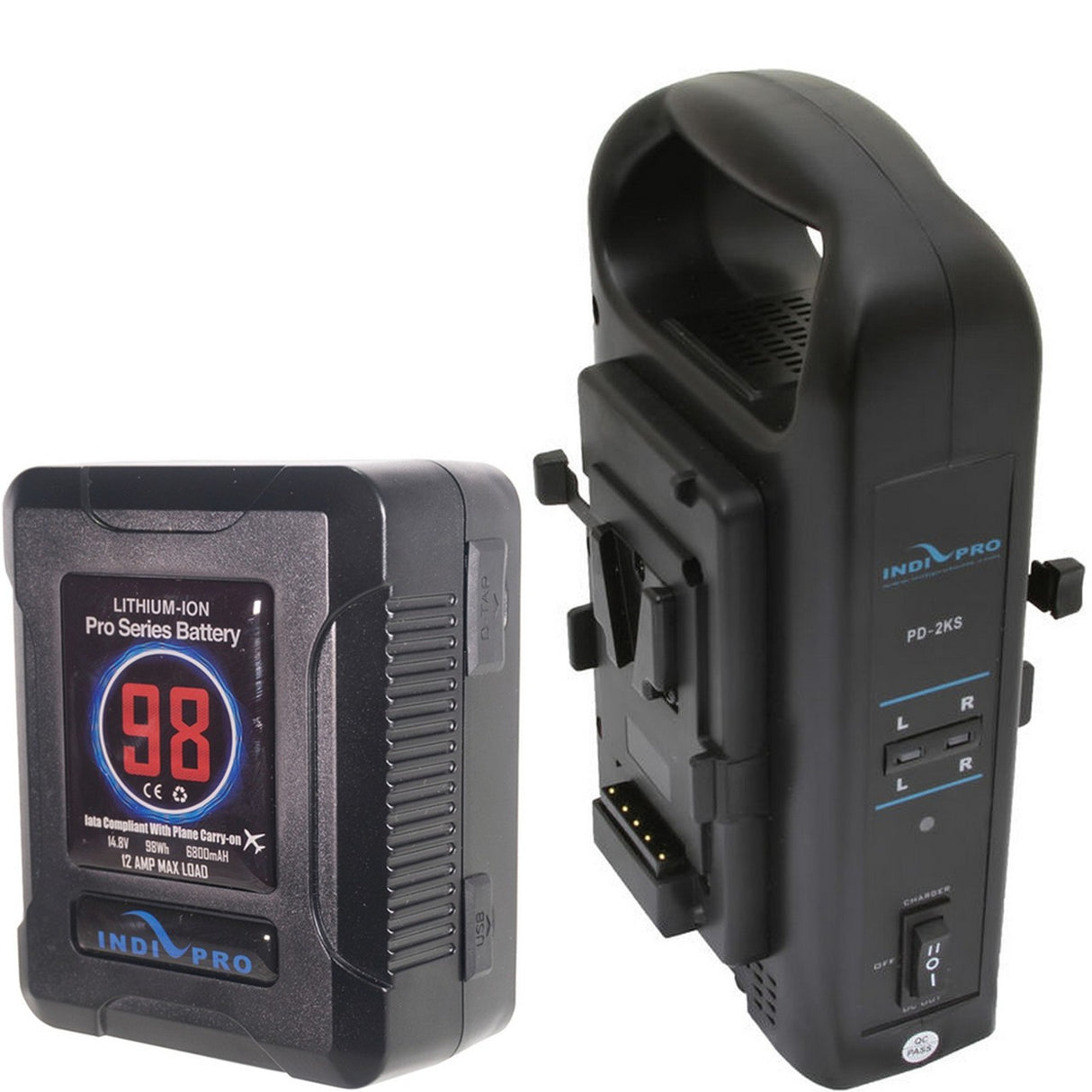 IndiPRO 1PSKTDC Micro-Series 98Wh V-Mount Li-Ion Battery and Dual V-Mount Battery Charger Kit