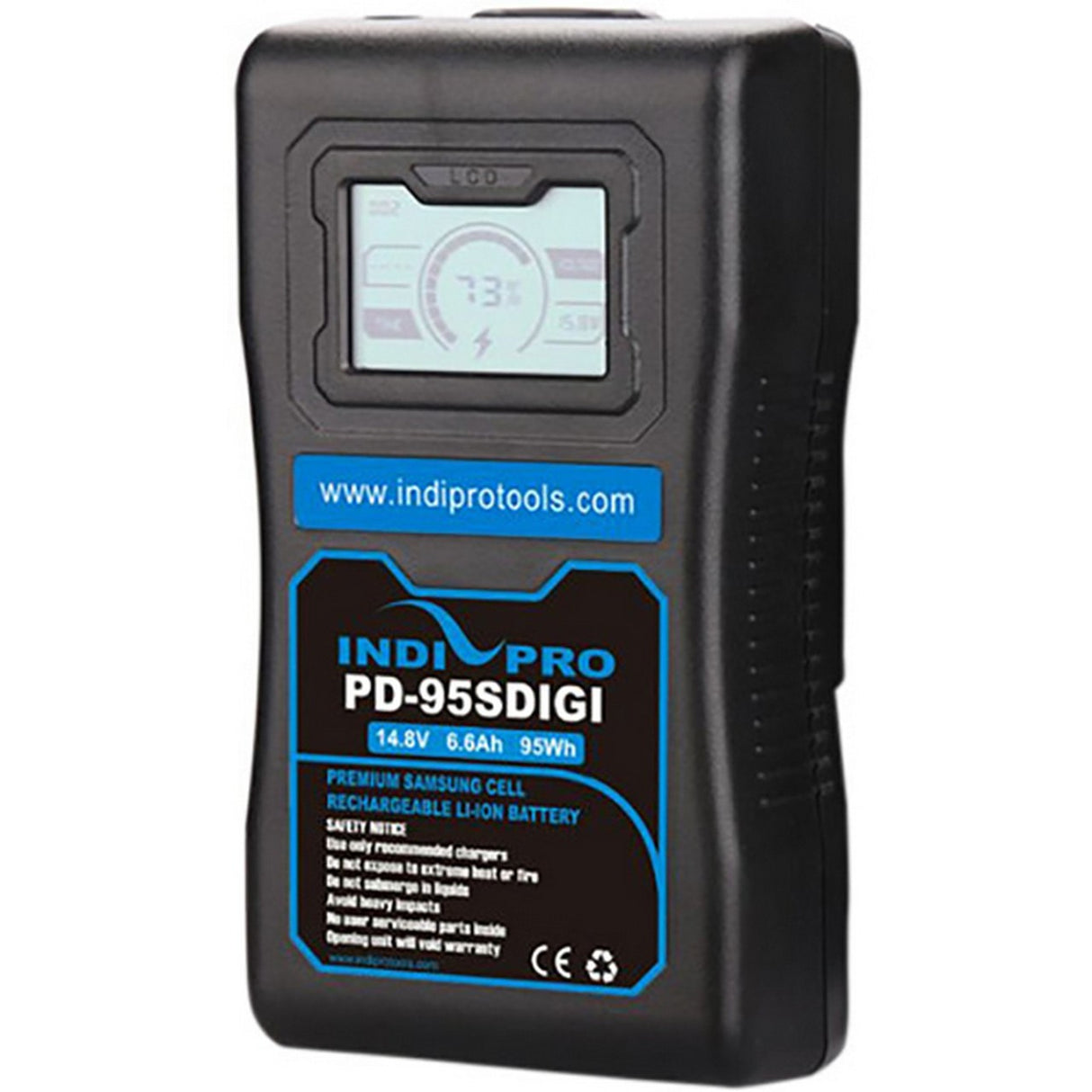 IndiPRO PD95SDIGI Compact 95Wh V-Mount Li-Ion Battery with LCD Display