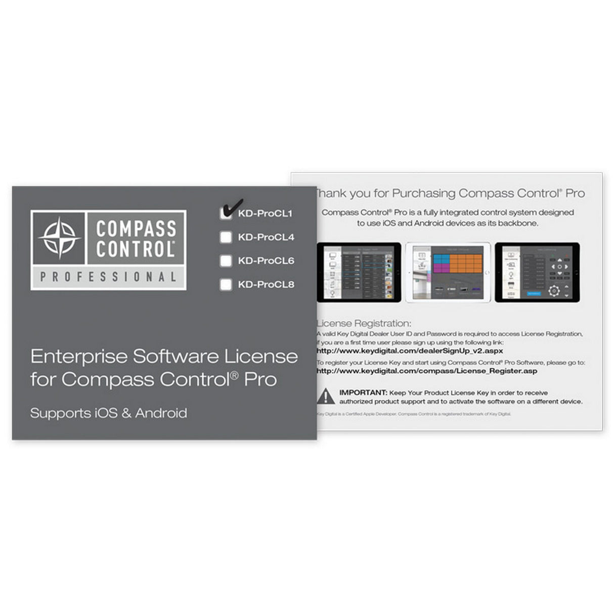 Key Digital KD-ProCL1 Enterprise Software License for Compass Control, 1-Unit