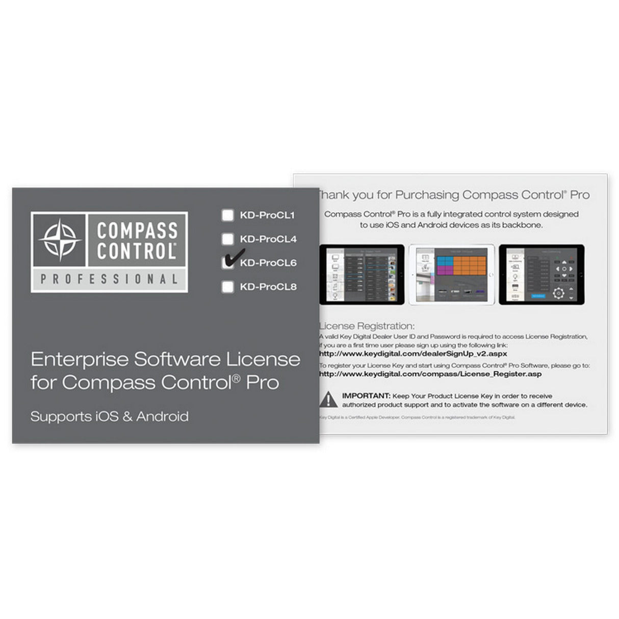 Key Digital KD-ProCL6 Enterprise Software License for Compass Control, 6-Unit