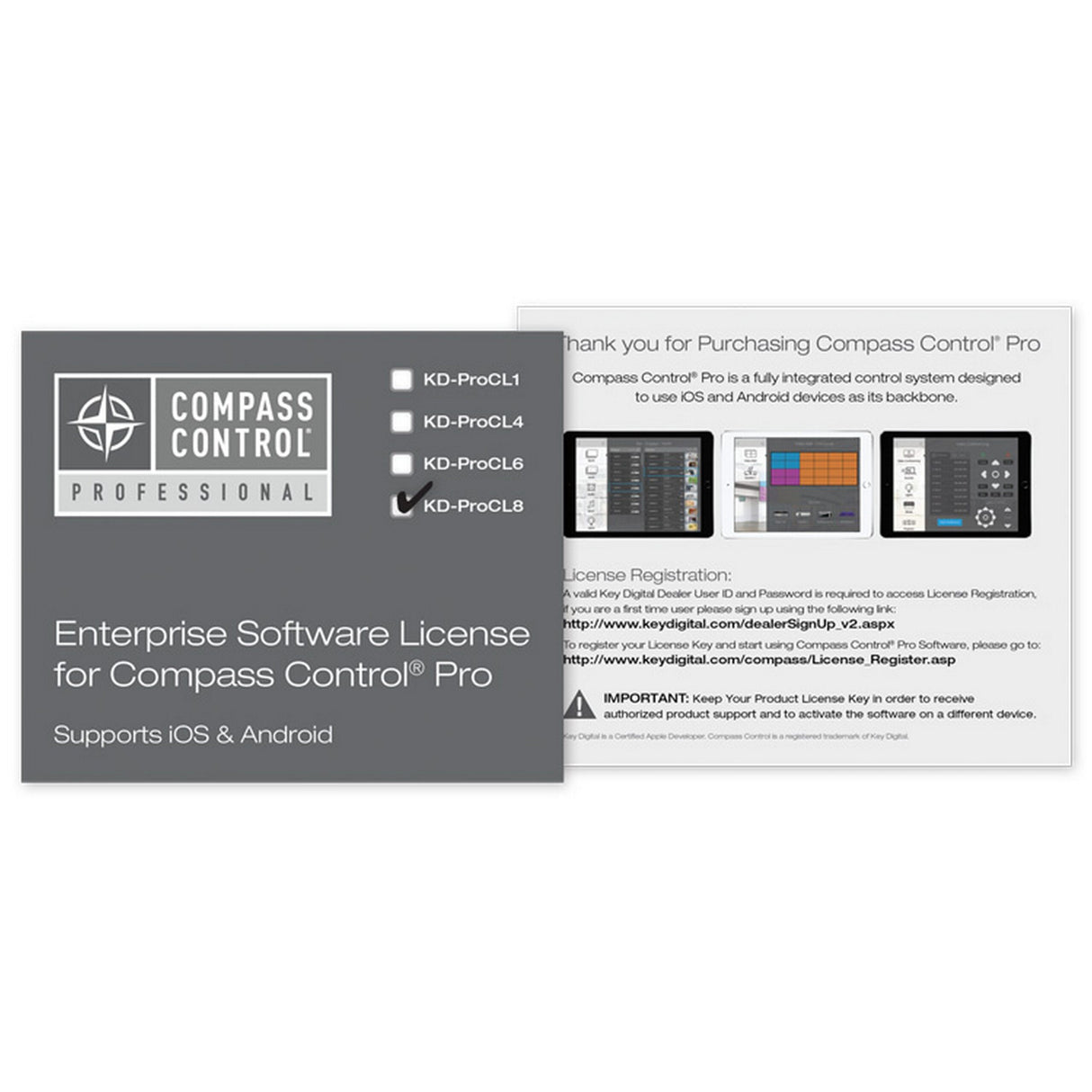 Key Digital KD-ProCL8 Enterprise Software License for Compass Control, 8-Unit